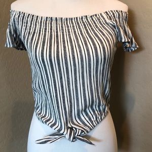 BeCool Off the Shoulder Tie Crop Top